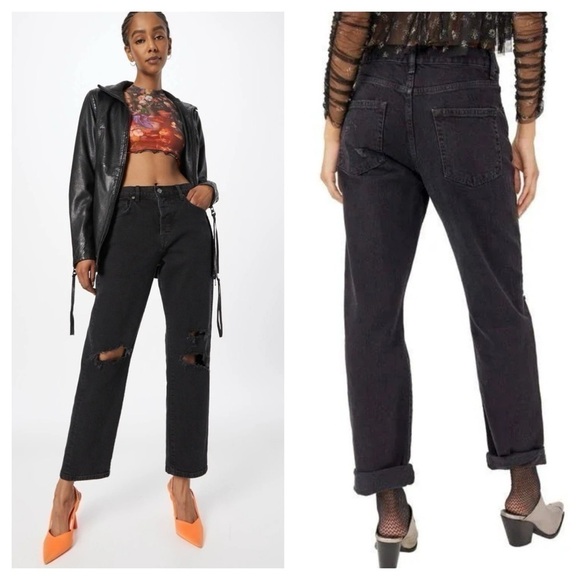 Free People Bren Boyfriend Jeans - Black Magic - Size 24 Button fly - Picture 4 of 15